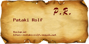 Pataki Rolf névjegykártya